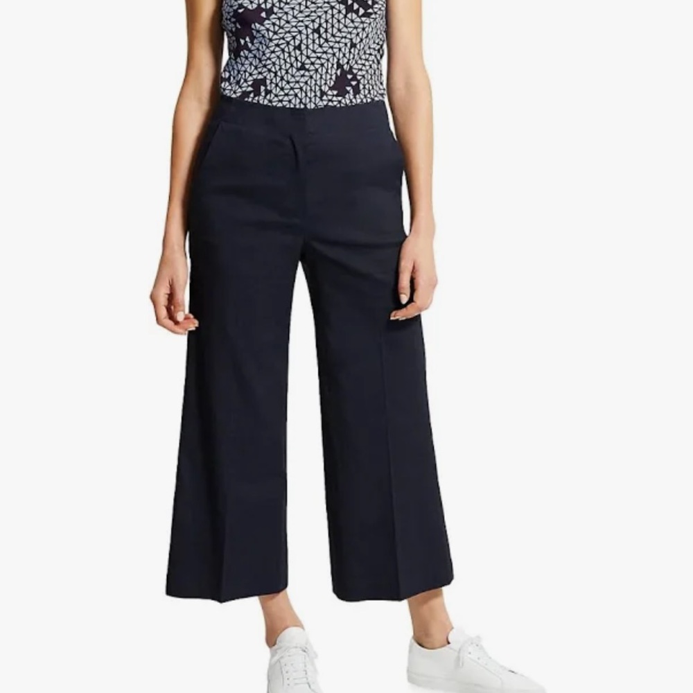 Theory Terena Linen Cropped Wide Leg Pants